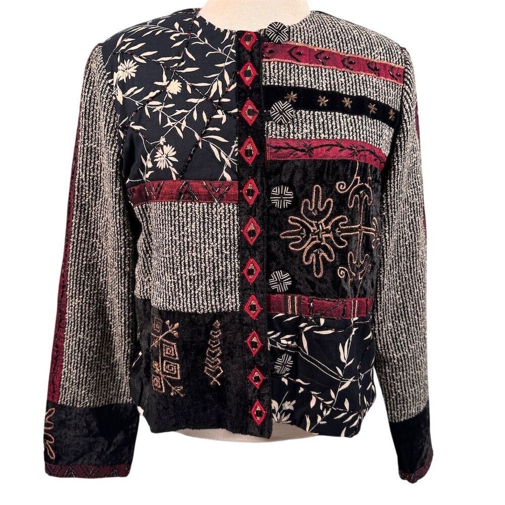 Vintage Coldwater Creek Women's Embroidered Patchwork Jacket Multicolor Size S - Picture 1 of 12